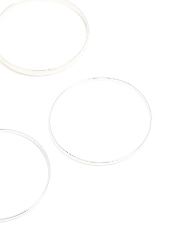 Silver Thick & Thin Bangles 4-Pack