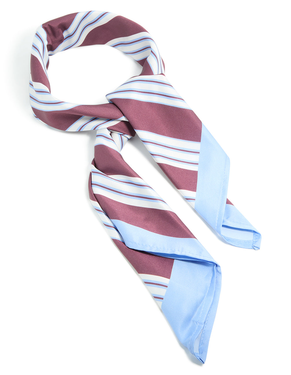Brown & Pale Blue Fabric Striped Scarf