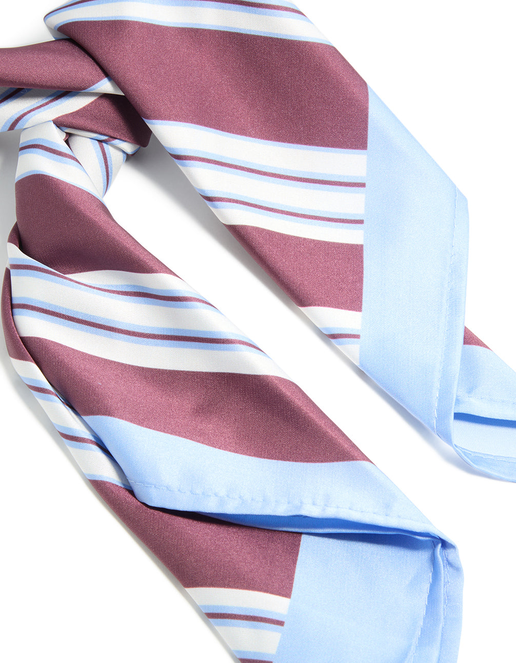 Brown & Pale Blue Fabric Striped Scarf