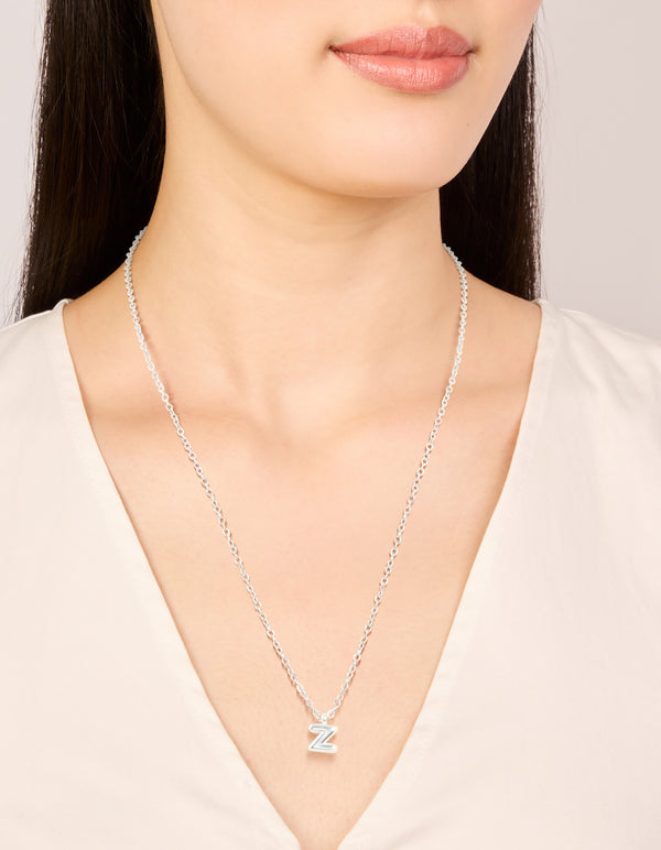 Waterproof Stainless Steel Mini Bubble Letter Z Necklace