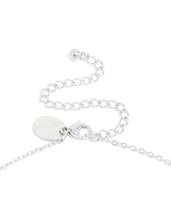 Crafted from waterproof stainless steel mini bubble letter W necklace pendant in silver clasp detail view
