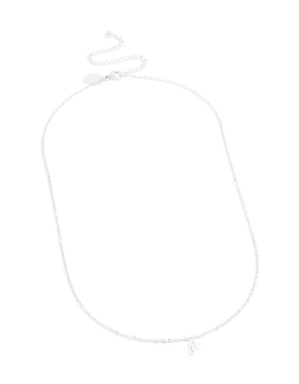 Featuring a waterproof stainless steel mini bubble letter Y necklace with initial pendant in silver front view