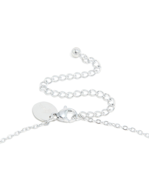 Waterproof stainless steel mini bubble letter C necklace with initial pendant in silver clasp detail view