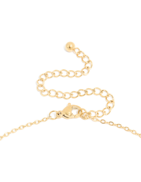 Detailed view of waterproof mini bubble letter W necklace with initial pendant crafted from stainless steel in plated finish clasp detail view