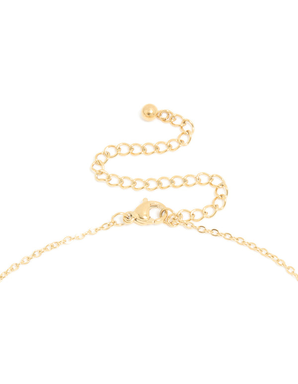 Designed with waterproof initial letter Y necklace in gold plated stainless steel featuring pendant with a dainty style clasp detail view