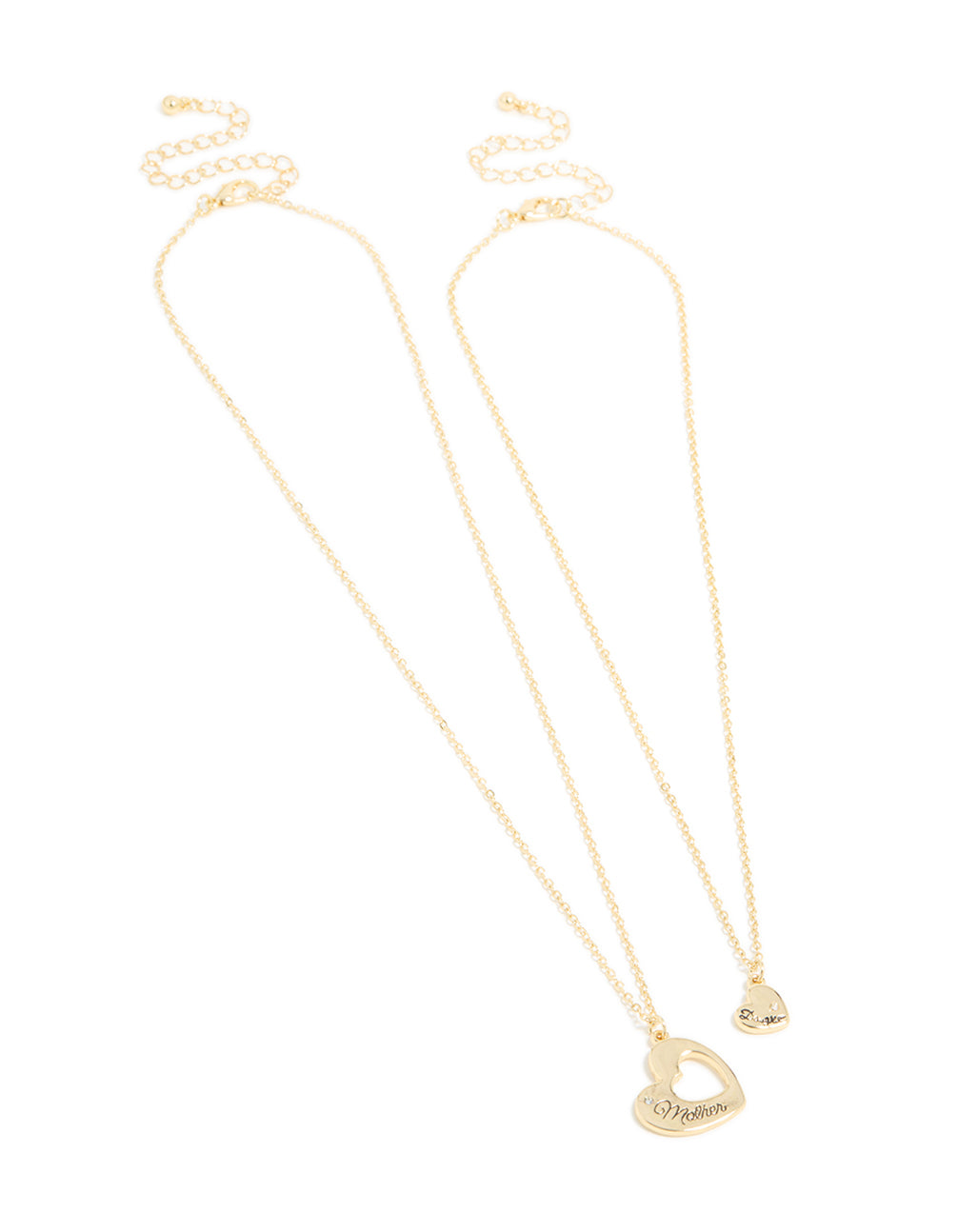 Gold Plated Mother & Daughter Heart Necklaces 2-Pack
