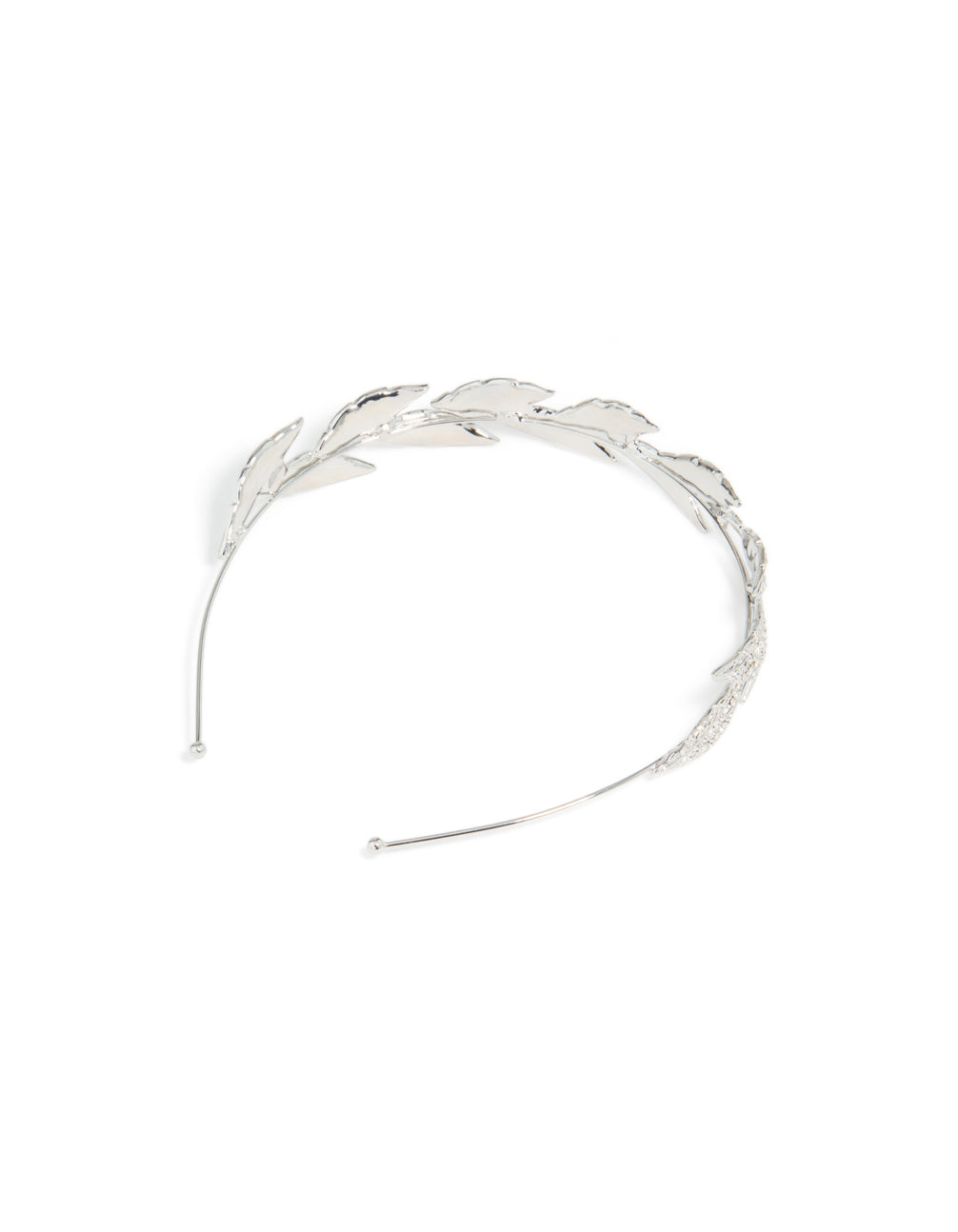 Silver Diamante Leaves Headband