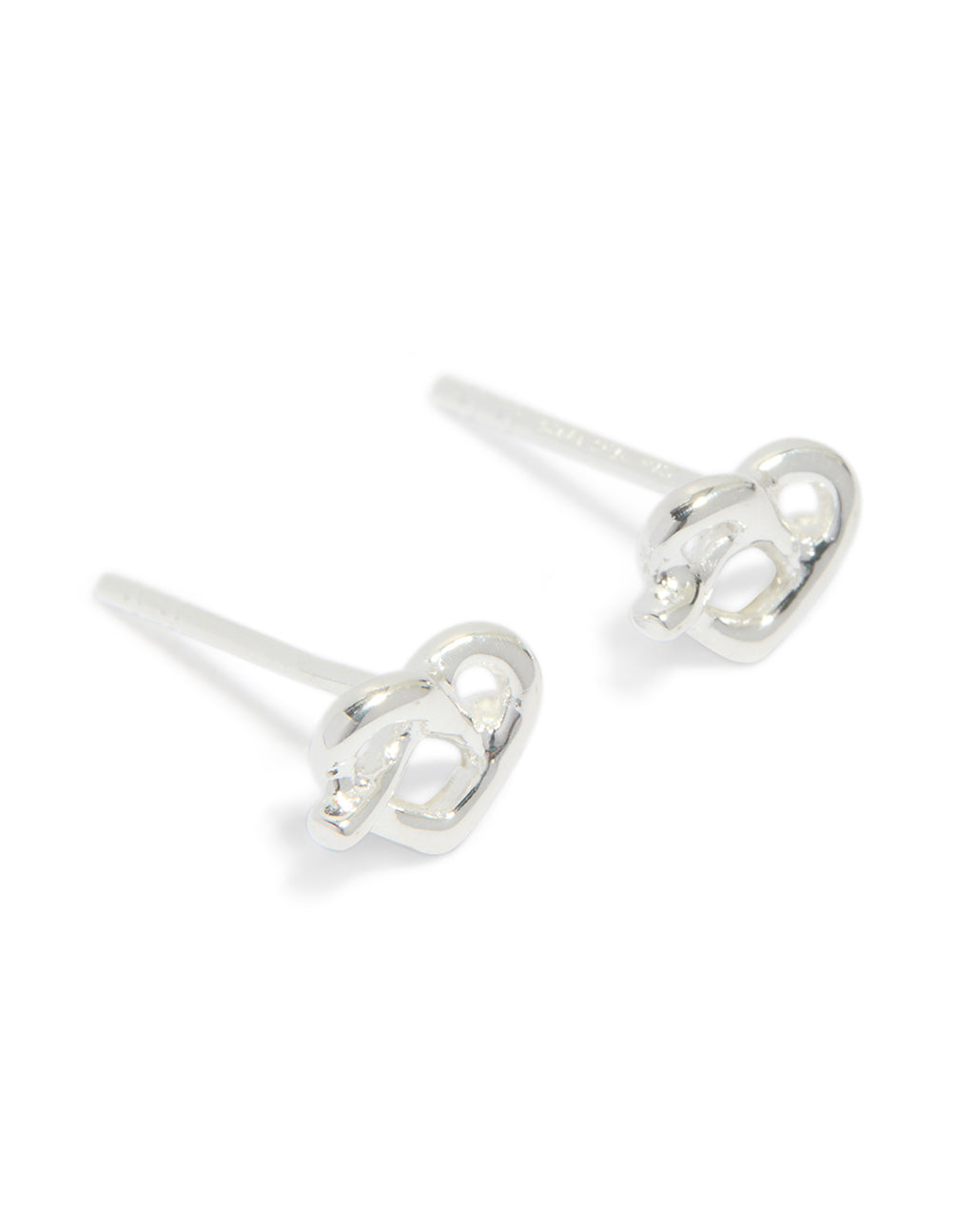 Sterling Silver Heart Knot Stud Earrings