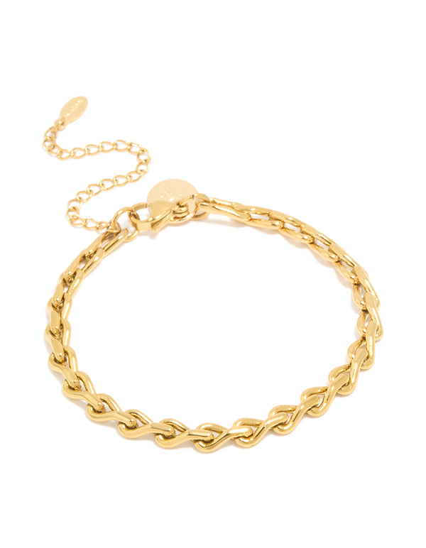 Waterproof Gold Plated Stainless Steel Teardrop Chain Link Bracelet