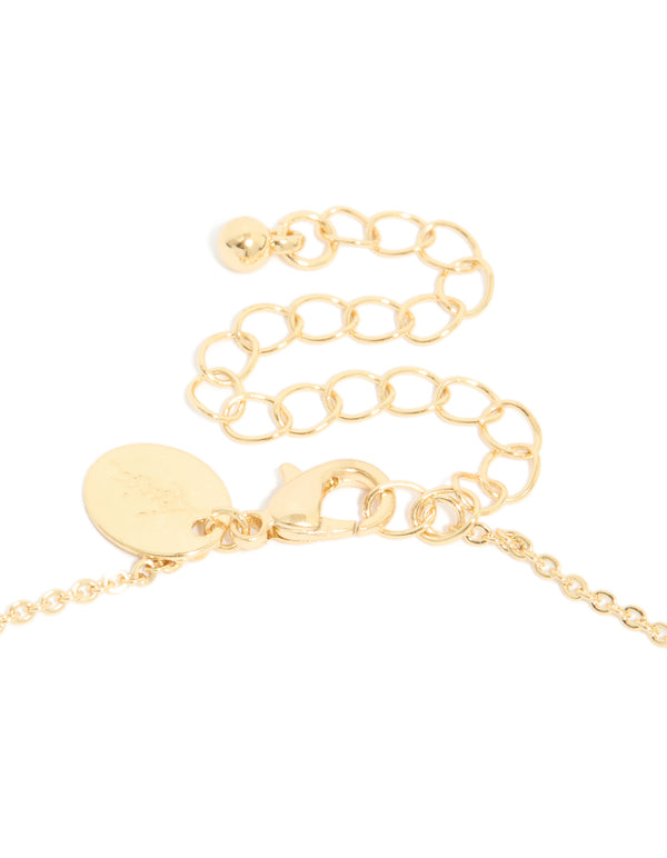 Gold Plated Cubic Zirconia Trio Halo Necklace