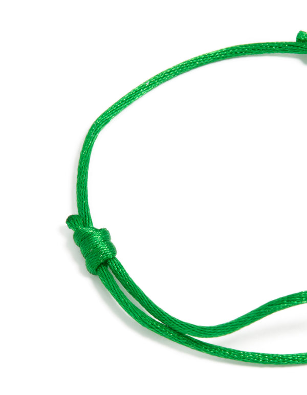 Waterproof Gold Plated Stainless Steel & Green Cord Adjustable Bracelet