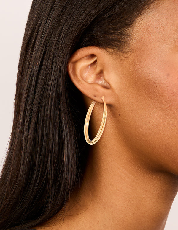 Gold Plated Surgical Steel Crossover Hoop Earrings 40 MM