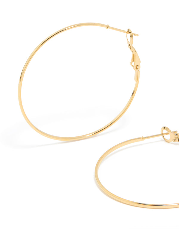 Gold Plated Surgical Steel Fine Hoop Earrings 40 MM