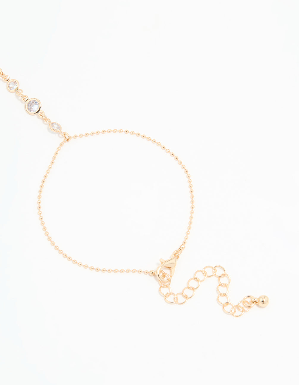 Gold Cubic Zirconia Bezel Hand Chain