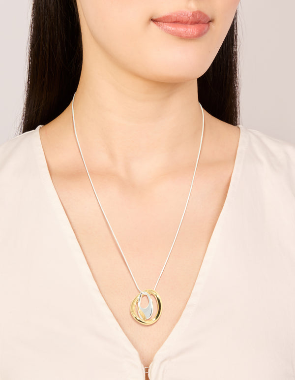 Mixed Metal Plated Organic Shape Pendant Necklace