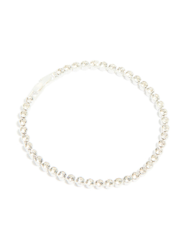 Silver Plated Diamante Tennis Bracelet