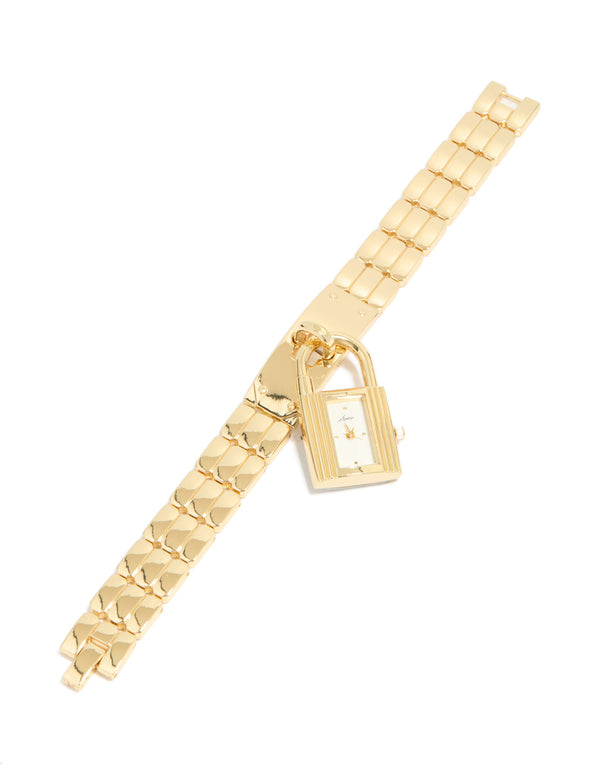 Gold Padlock Watch Bracelet