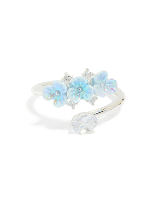 Silver Plated Triple Flower Wrap Ring