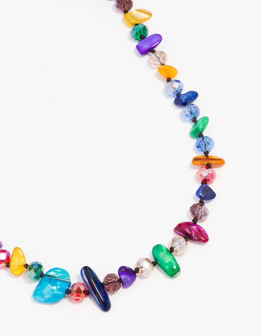 Gold Multicoloured Genuine Shell Necklace