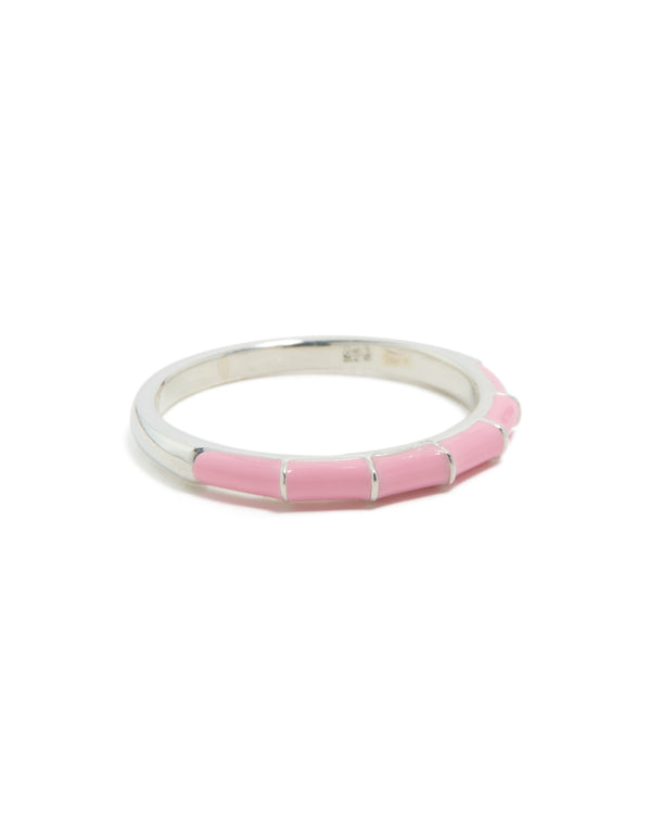 Sterling Silver Pink Enamel Ring
