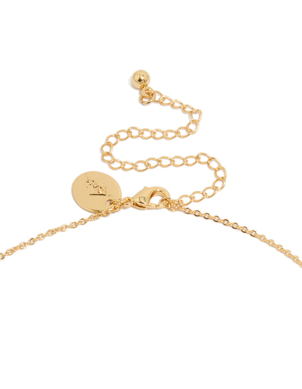 Designed with gold plated brass pavé cubic zirconia starfish pendant necklace featuring ocean inspired accents with closure clasp detail view