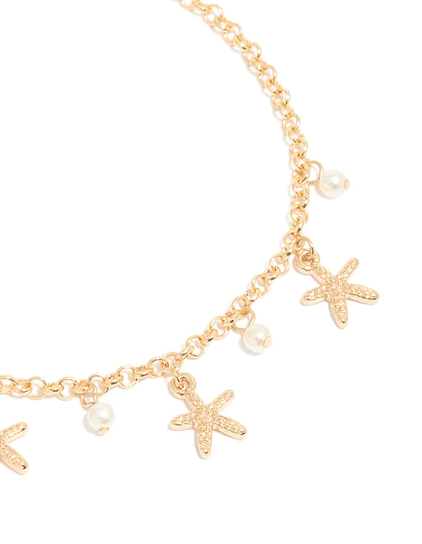 Gold Shell & Star Fish Anklets 3-Pack