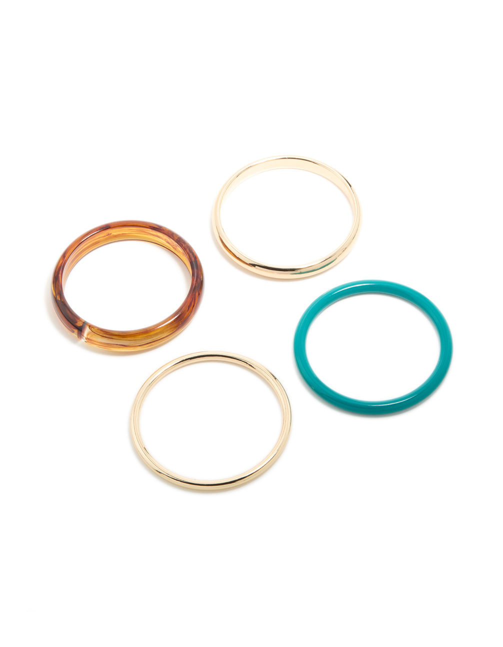 Gold, Brown & Blue Acrylic Bangles 4-Pack