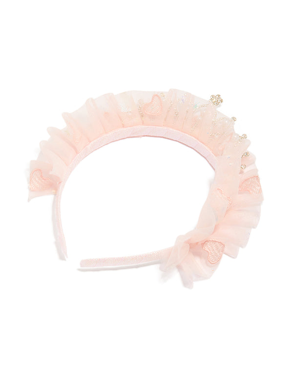 Kids Pink Ballerina Tutu Frill Tiara Headband
