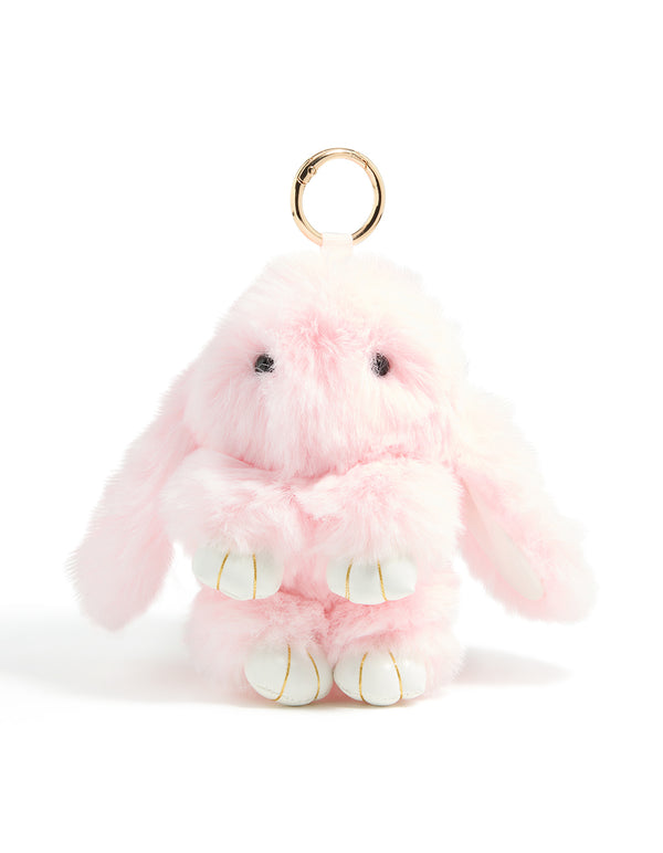 Kids Pink Polyester Bunny Key Chain