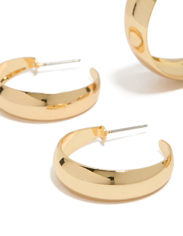 Gold Plated Medium Hoop Earrings 2-Pack