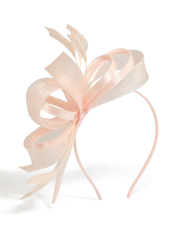Pink Mesh Ribbon Loop Fascinator