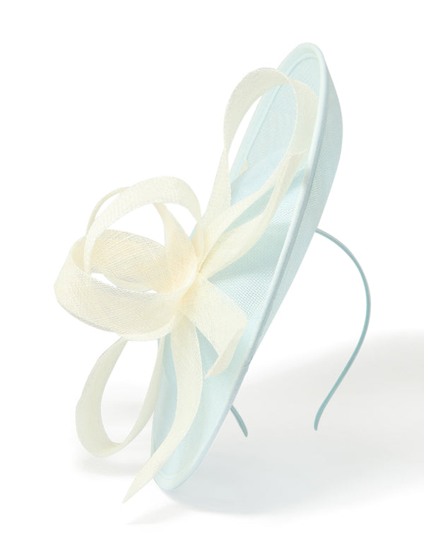 White & Blue Swirl Hat Fascinator