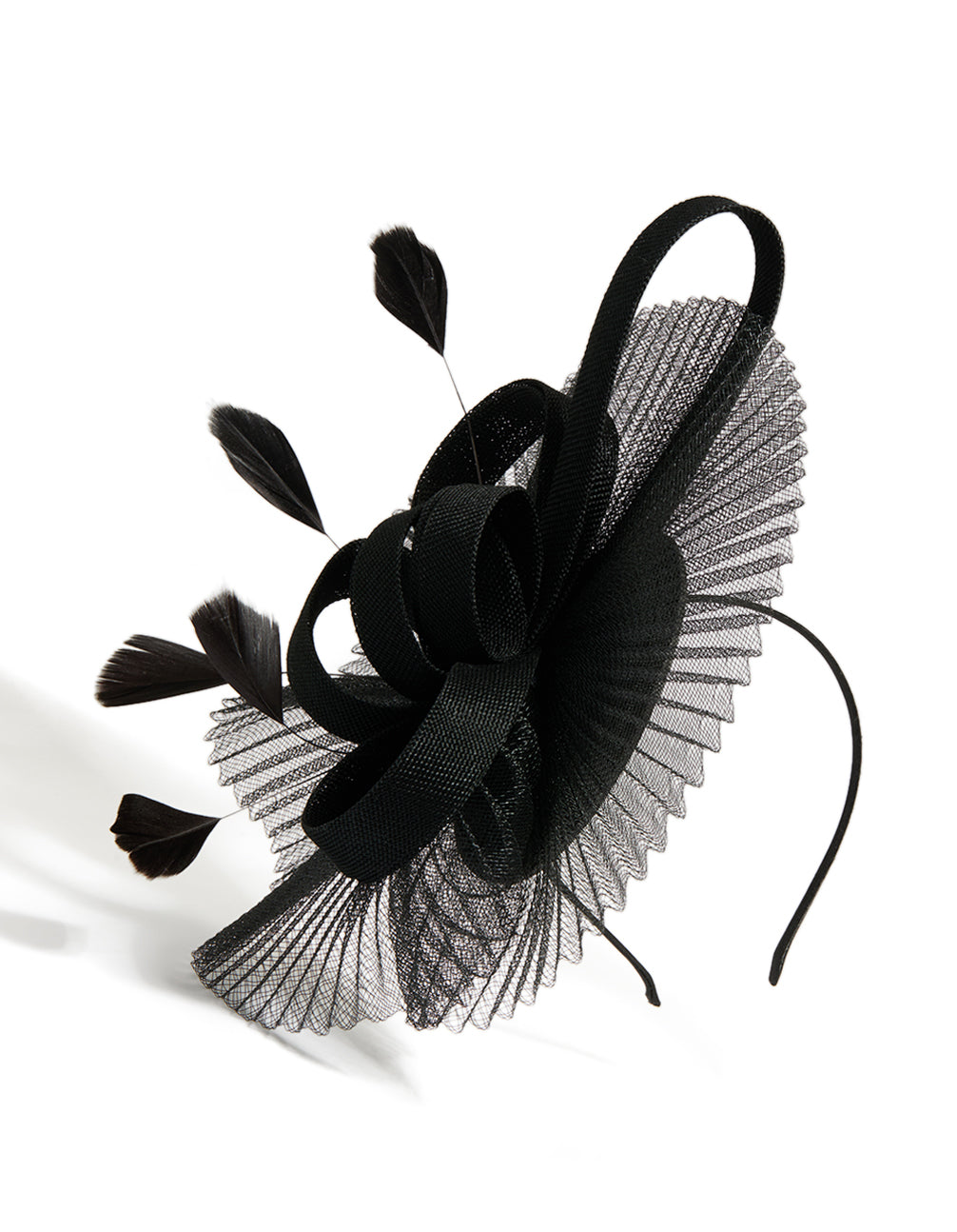 Black Pleated Fan Fascinator