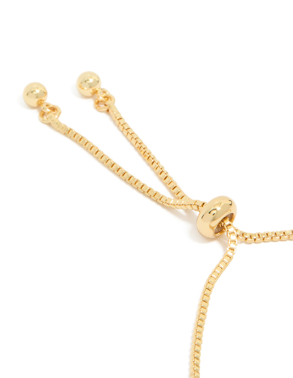 Beautiful gold plated thin double cubic zirconia tennis toggle bracelet closure detail view