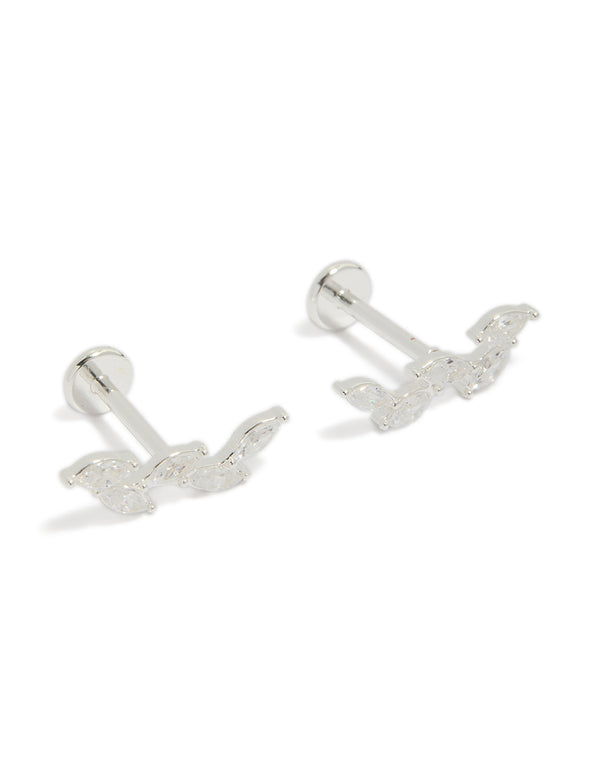 These crawler studs feature with marquise cut stones in waterproof stainless steel and a flat back closure front view