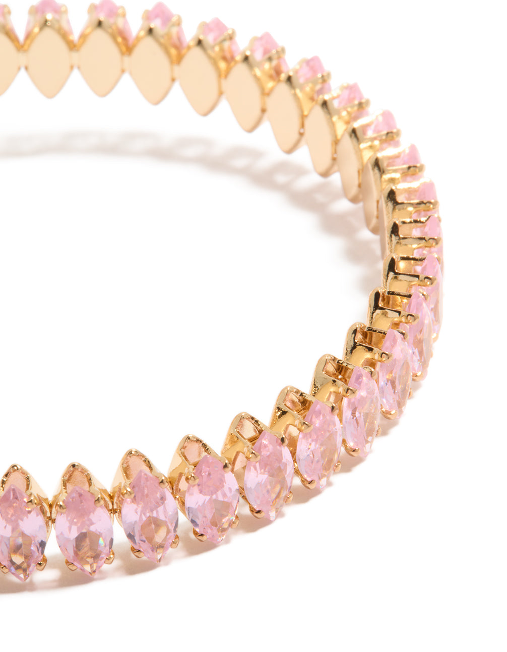 Designed with gold pink diamante bracelet close up view