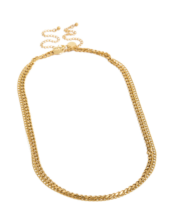 Featuring waterproof gold plated stainless steel mixed chain necklaces pack front view