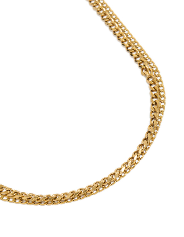 Showcasing waterproof gold plated stainless steel mixed chain necklaces pack close up view