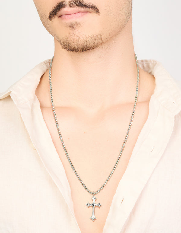 Mens Waterproof Stainless Steel Gothic Cross Necklace
