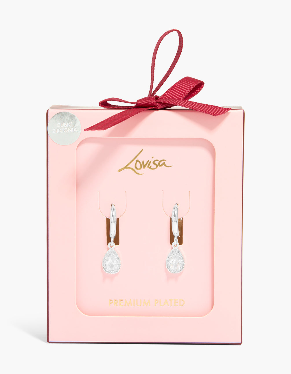 Silver Plated Teardrop Cubic Zirconia Fish Hook Earrings