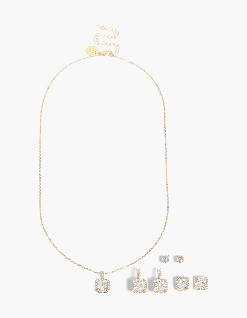 Gold Plated Cubic Zirconia Earrings & Necklace Set