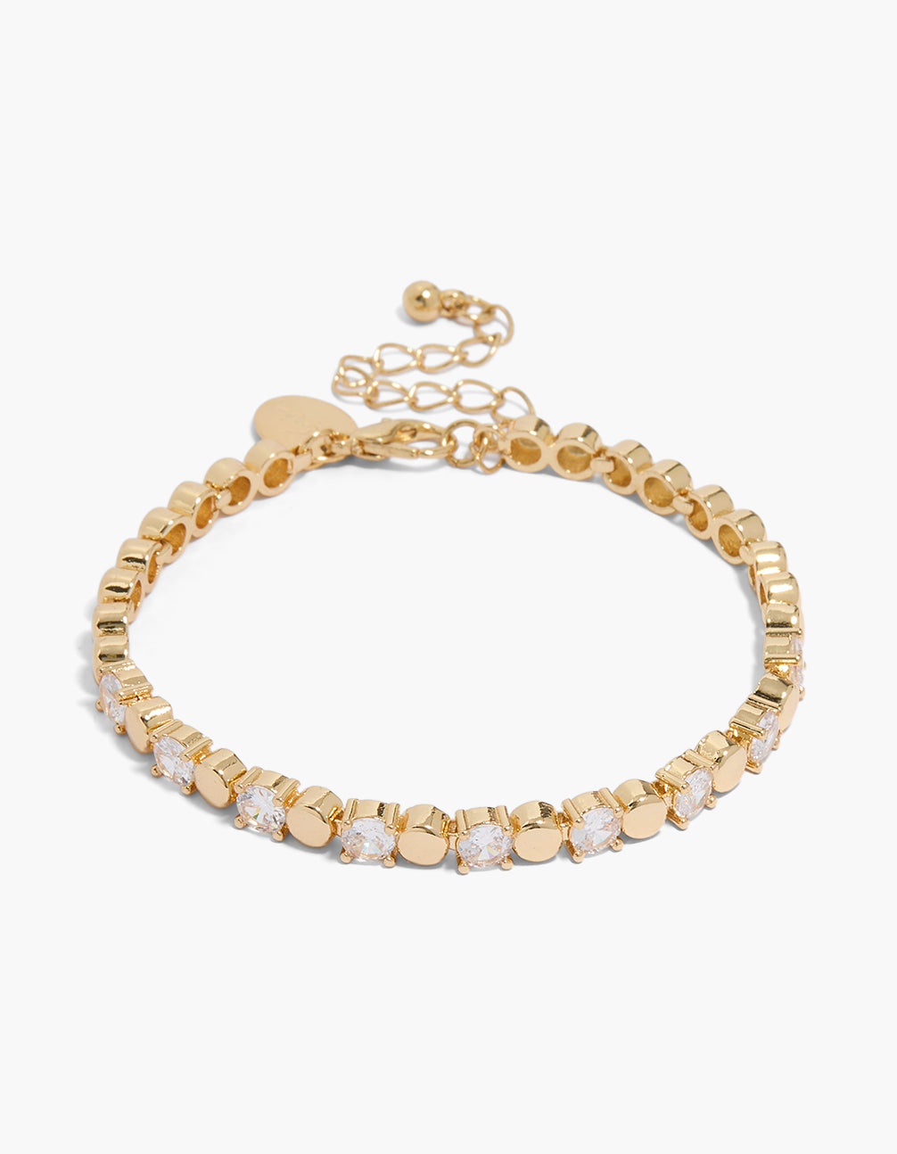 Gold Plated Alternating Ball Cubic Zirconia Bracelet