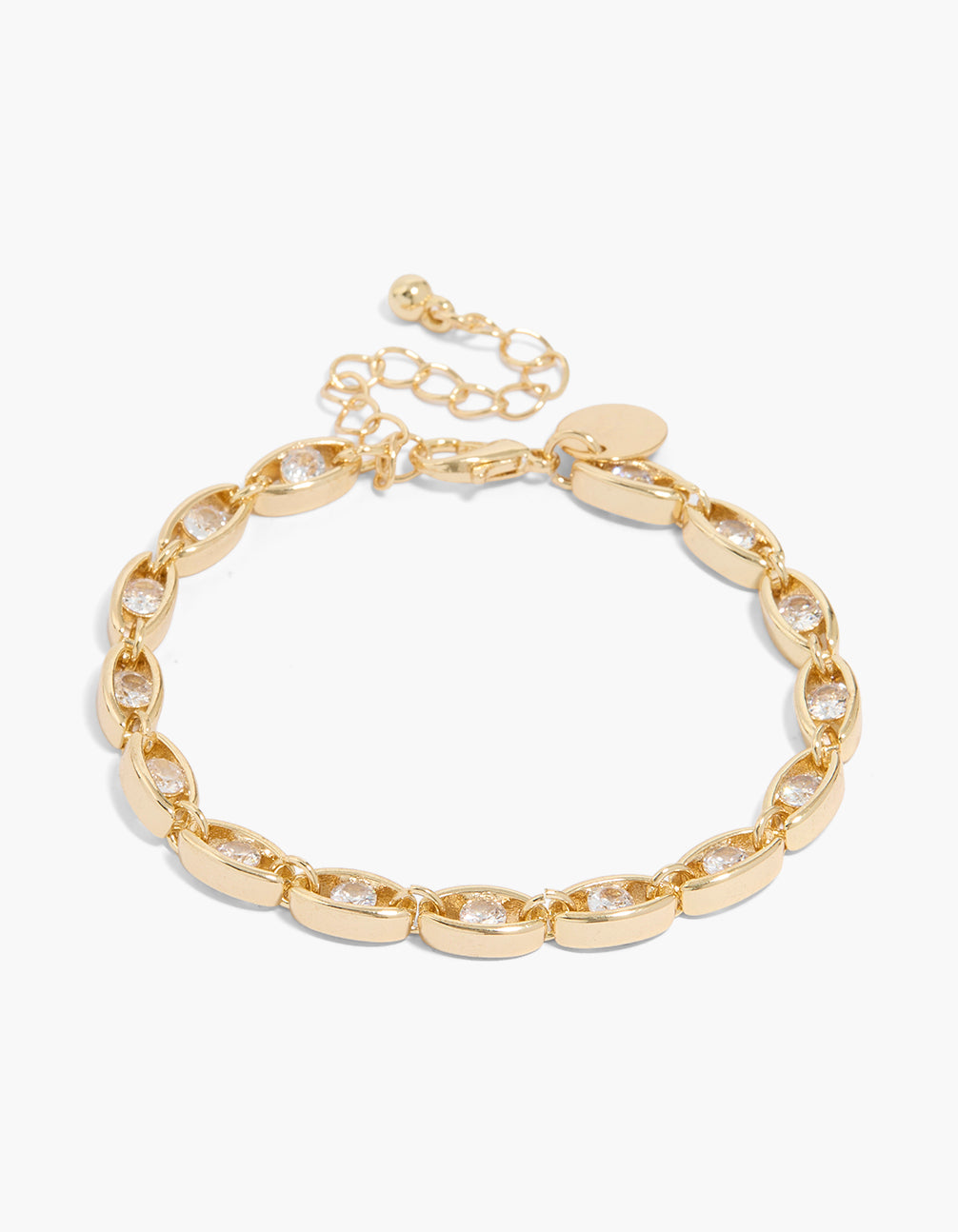 Gold Plated Marquise Cubic Zirconia Chain Bracelet