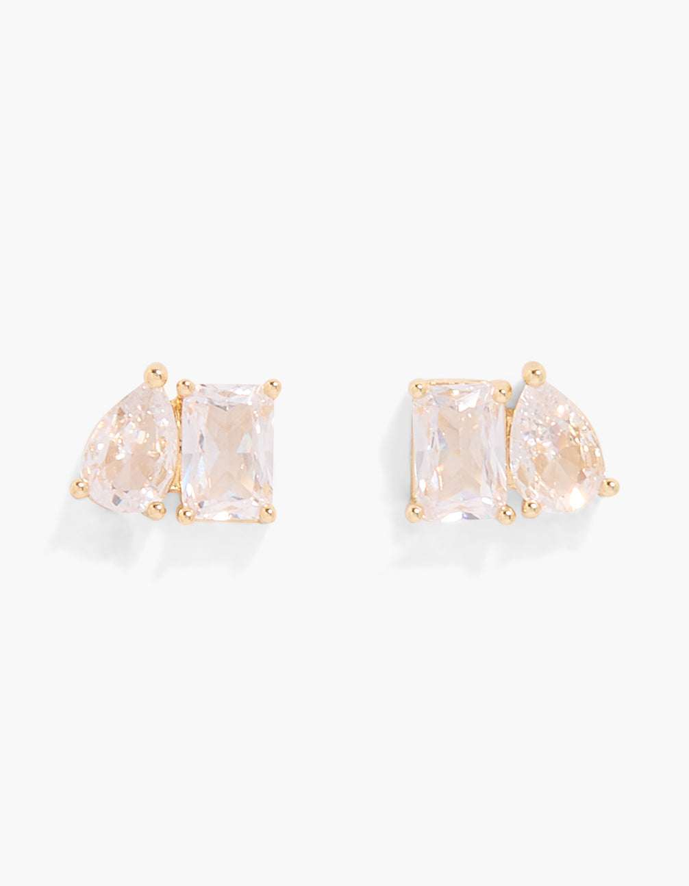 Gold Plated Toi & Moi Cubic Zirconia Stud Earrings