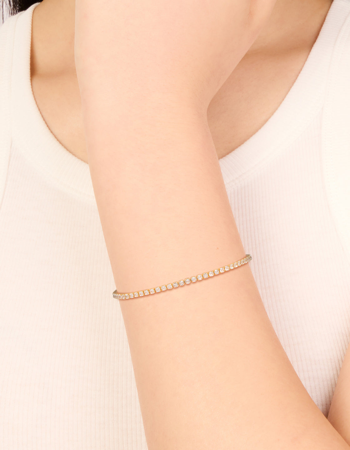 Gold Plated Mini Cubic Zirconia Tennis Bracelet