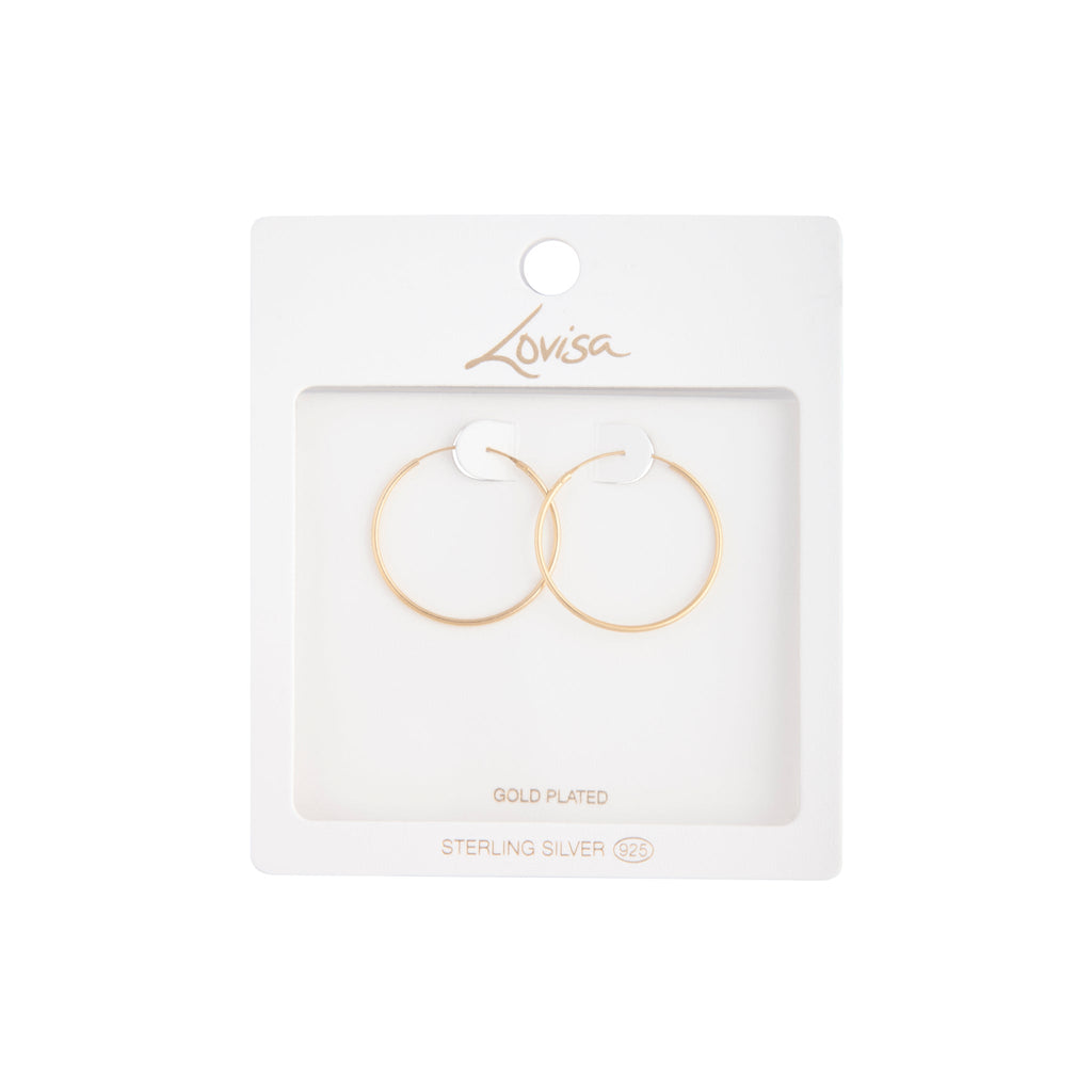 Gold Plated Sterling Silver Classic 30mm Hoop