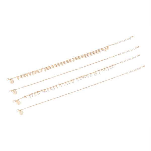 Gold Leaf Jingle Anklet 4-Pack