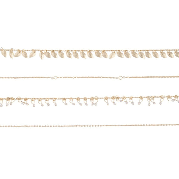 Gold Leaf Jingle Anklet 4-Pack