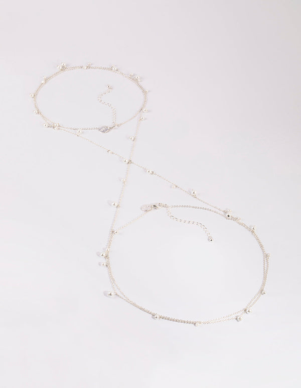 Silver Pearl Cluster Body Chain