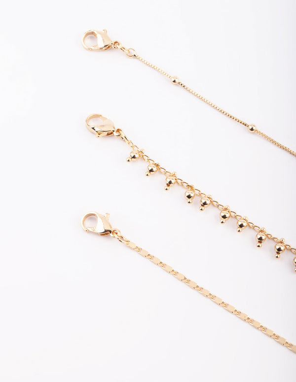 Gold Plated Dainty Anklet Pack
